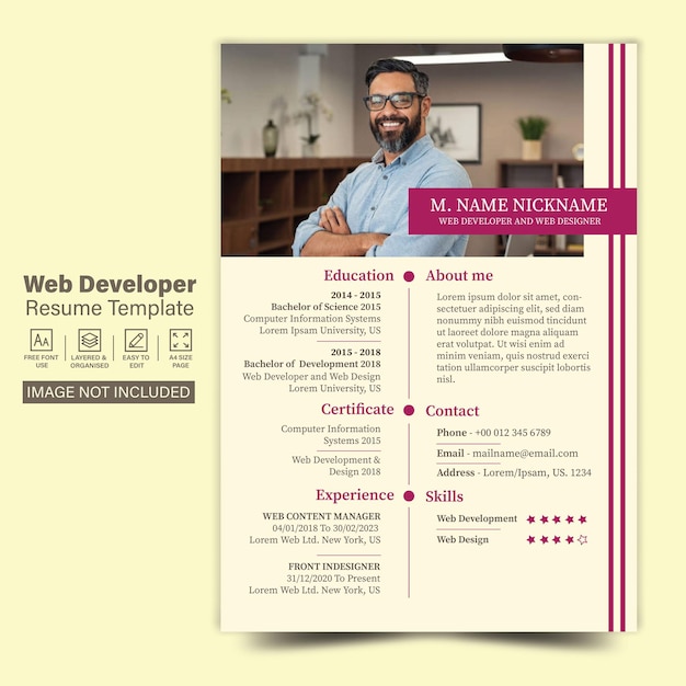 Web developer resume template