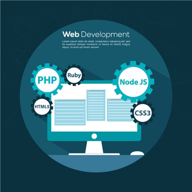 Vector web development background in blue tones