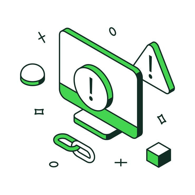 Vector web development coding and programming process with computer monitor exclamation mark 3d icon isometric vector illustration create application user interface software website building technology