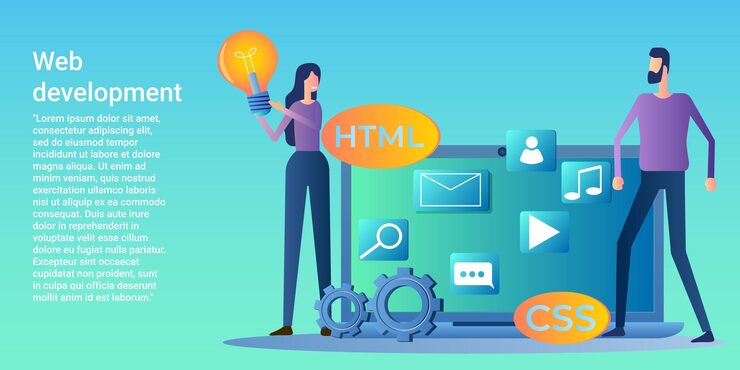 Vector web development coding and programming of a website or application adaptive design and development