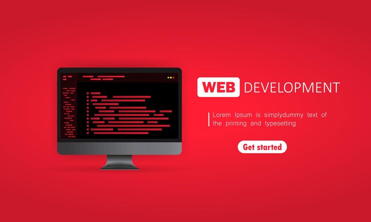 Vector web development on computer illustration. flat design concepts for analysis, coding, programming, programmer and developer. vector on isolated background. eps 10.
