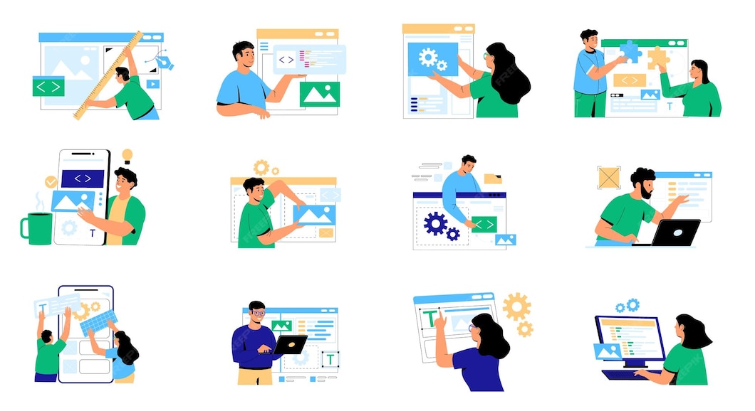 Premium Vector | Web development concept Modern characters creating ...