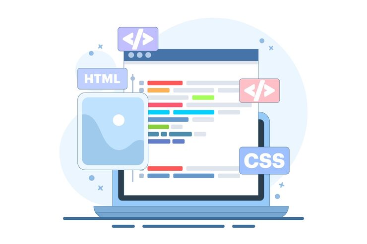Vector web development concept or programming languages or programmer developing website
