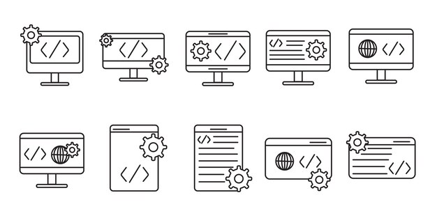 Vector web development icon flat collection