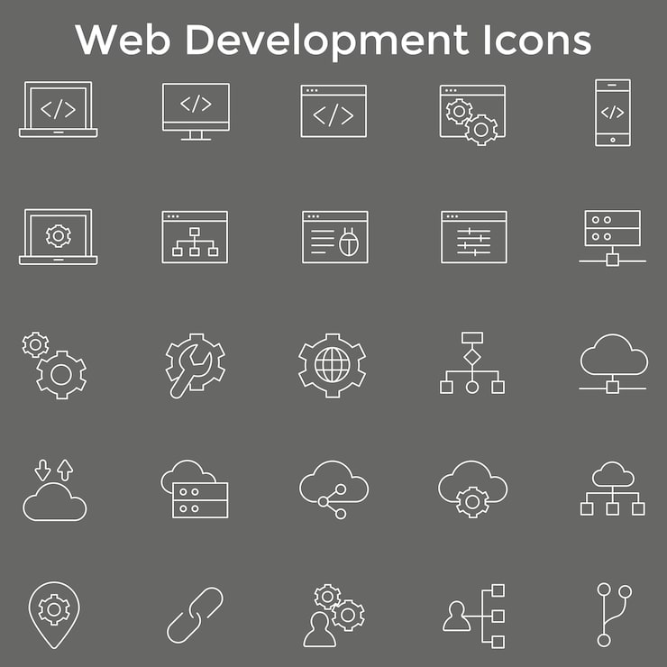 ਵੈਕਟਰ web development icons html css javascript at framework vector art collection