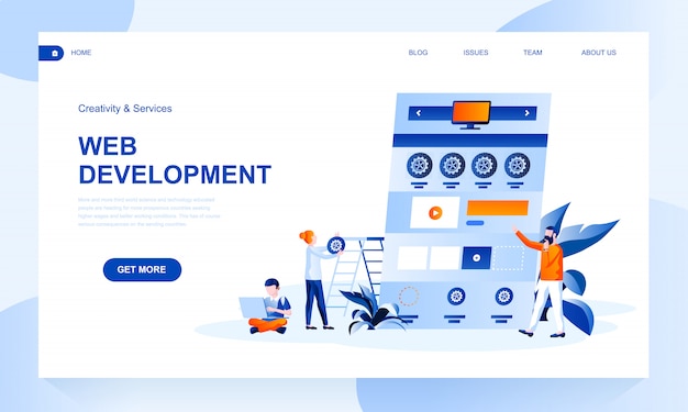 Web development landing page template with header