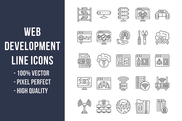 Vector web development line icona