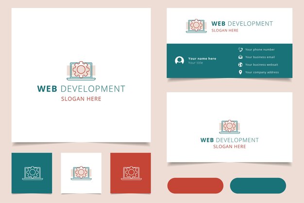 Web development logo design with editable slogan branding