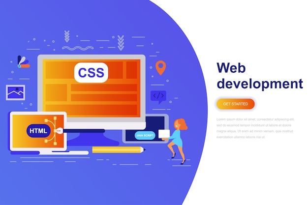 Web development modern flat concept web banner