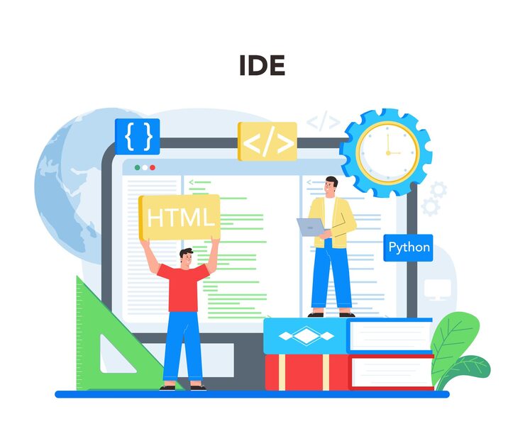 Vector web development online service or platform website optimization and web page interface design coding and testing site in the internet ide isolated flat vector illustration