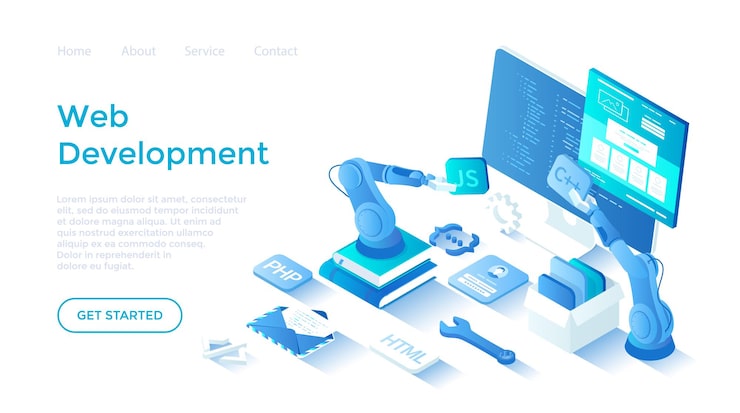 Vector web development software engineering and coding website application full stack web development pr