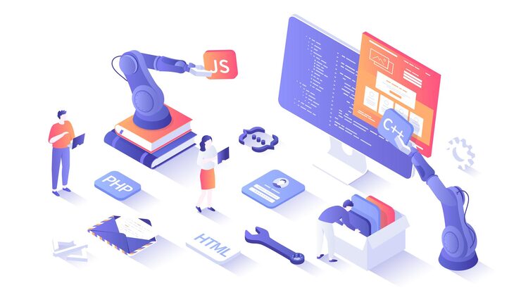 Vector web development software engineering and coding website application full stack web development pr