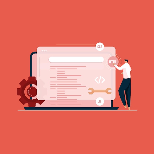 ウェブ開発とウェブサイトプログラミングコーディングベクトルの概念