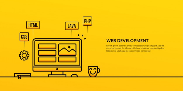 Sviluppo web con banner elemento contorno