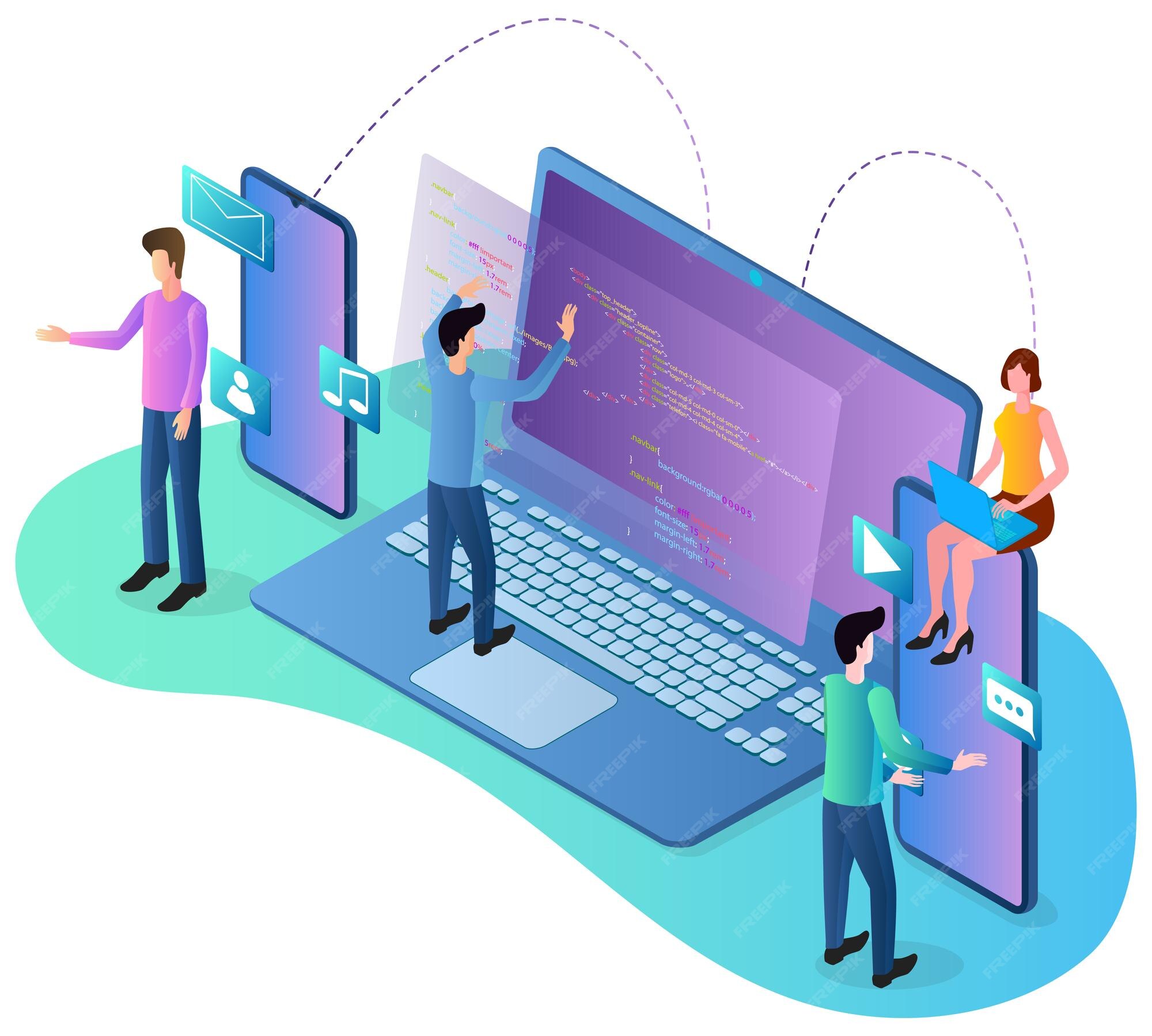 Premium Vector | Web developmentcoding and programming of websites and ...