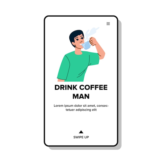 web drink koffie man vector platte levensstijl tafel zitten jonge casual web drink koffie man web platte cartoon afbeelding