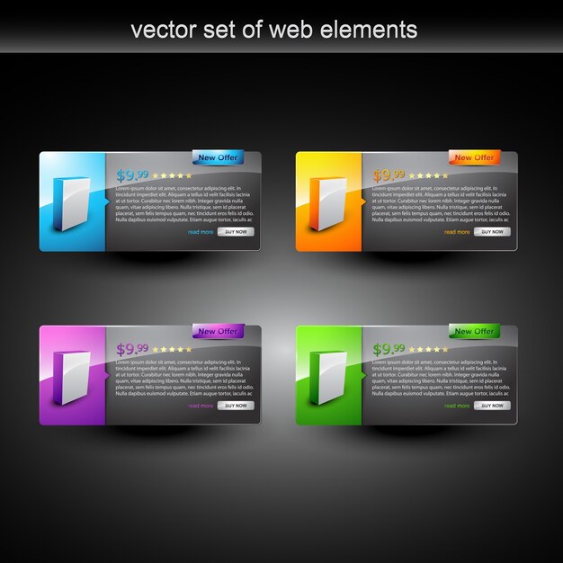 Vector web elements showing product for sale