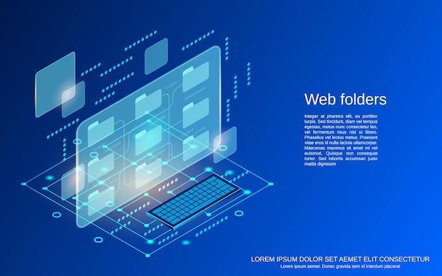 Web フォルダー フラット 3 d アイソ メトリック ベクトルの概念図