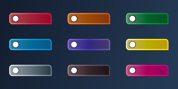 Web game flat buttons gradient colored collection vector illustration