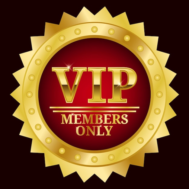 Web Gold en Red VIP Members Only stempel medaille op donkergrijze achtergrond vectorillustratie