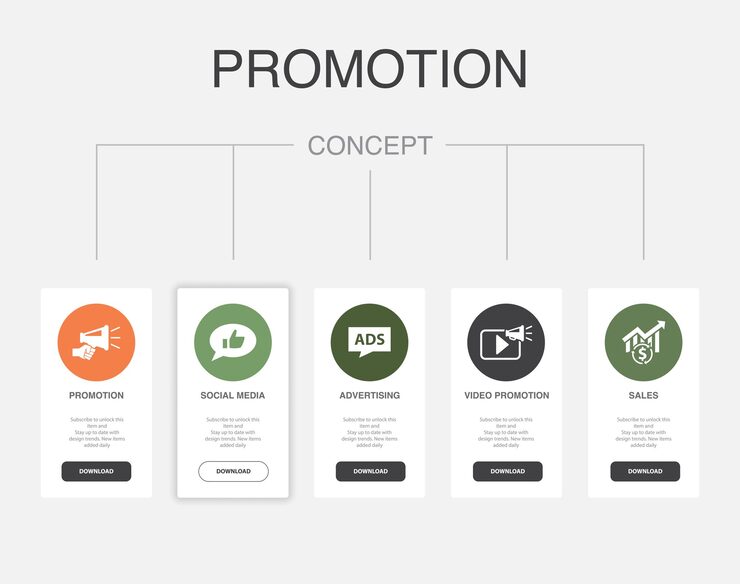 Vector 웹 호스팅 클라우드 호스팅 도메인 이름 대역폭 데이터베이스 아이콘 인포그래픽 타임라인 레이아웃 디자인 템플릿 5단계로 구성된 크리에이티브 프리젠테이션 개념