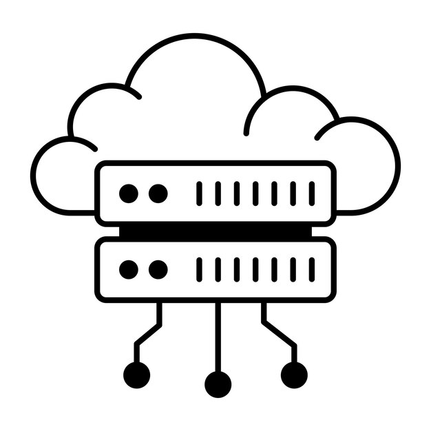 Икона линии веб-хостинга и базы данных