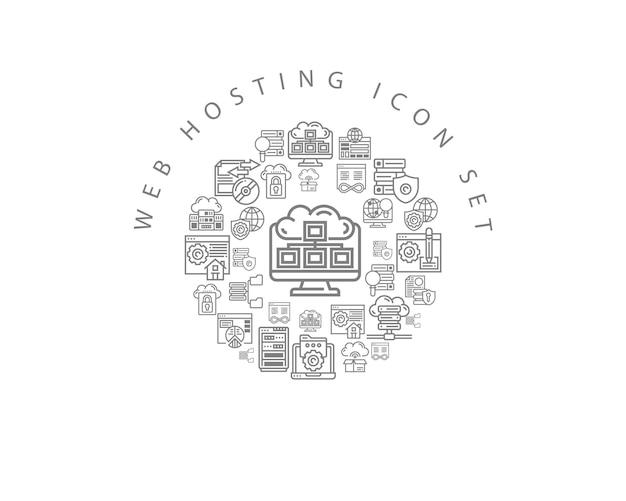 Web hosting icon set design