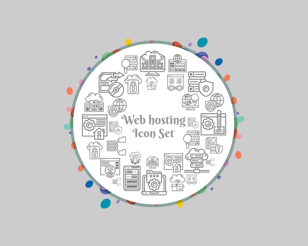 Icona di web hosting impostata su sfondo bianco vettore premium