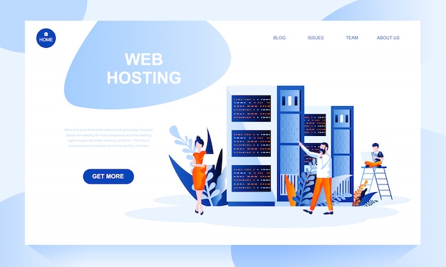 Modello di pagina di destinazione web hosting con intestazione