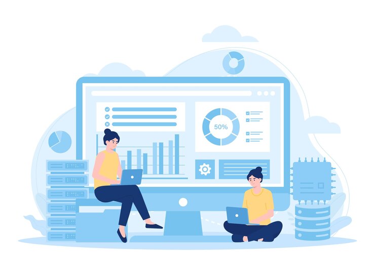 Vector web hosting online database storage technology data cloud storage network trending concept flat illustration