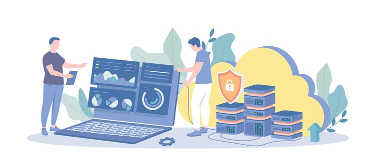 Vector web hosting service online database cloud computing web data center server file storage and pro