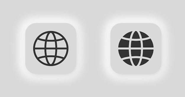 Web icon globe or world map illustration symbol app button vector