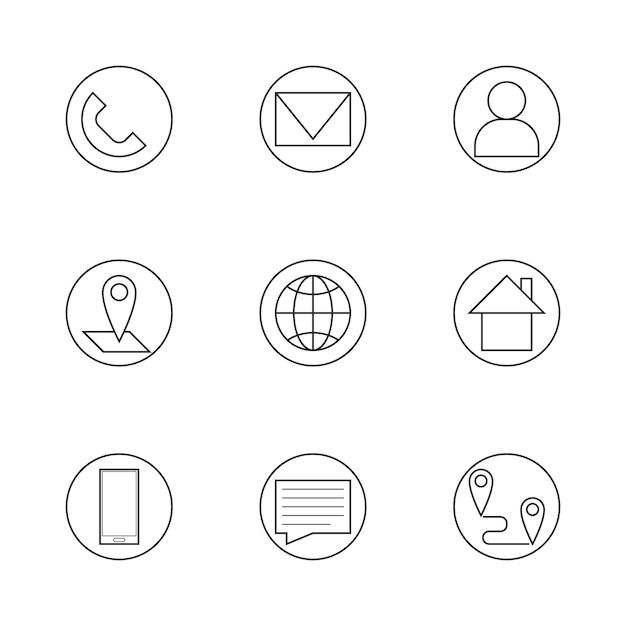 Веб-икона набор визитная карточка икона контактной информации набор икон контакта
