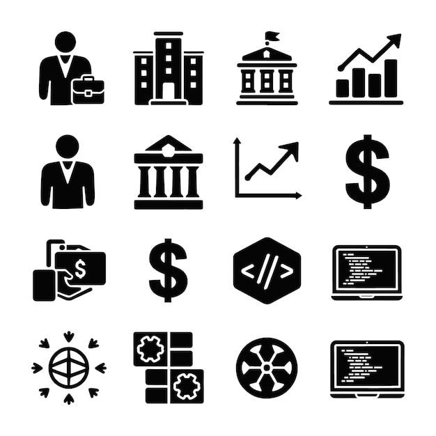 Web Icon Set Vector Icons voor websites en zakelijke professionals in verschillende werkscenario's