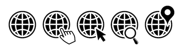 Web icon setinternet icon set web click icons web icons search global icons globe with location