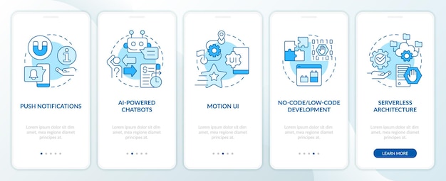 Web industry transformation blue onboarding mobile app screen