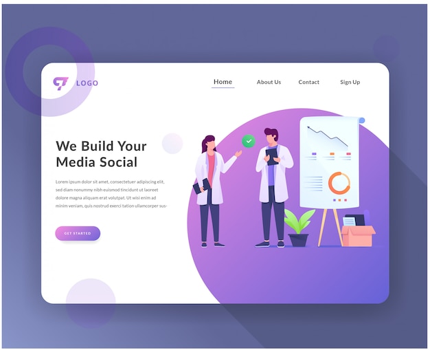 web landing page with illustration