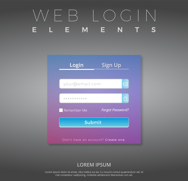 Web login sjabloon met paars design