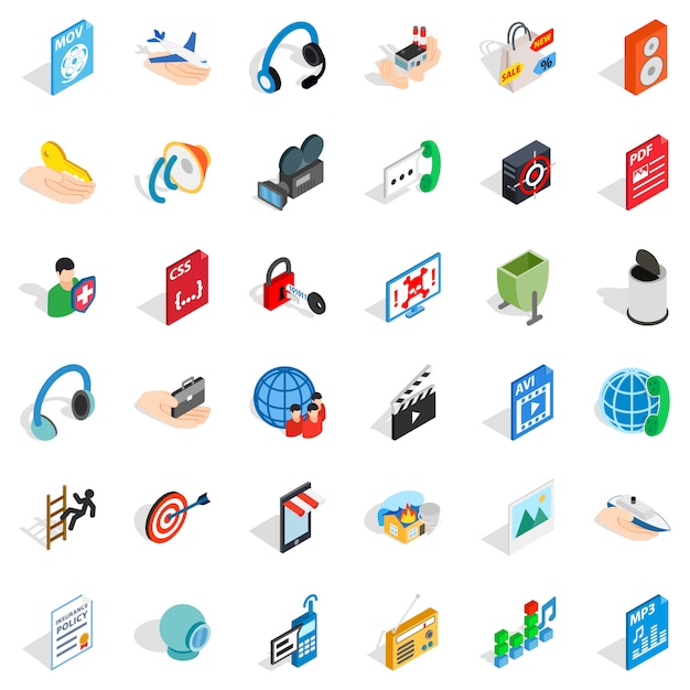 Vector web marketing icons set, isometric style