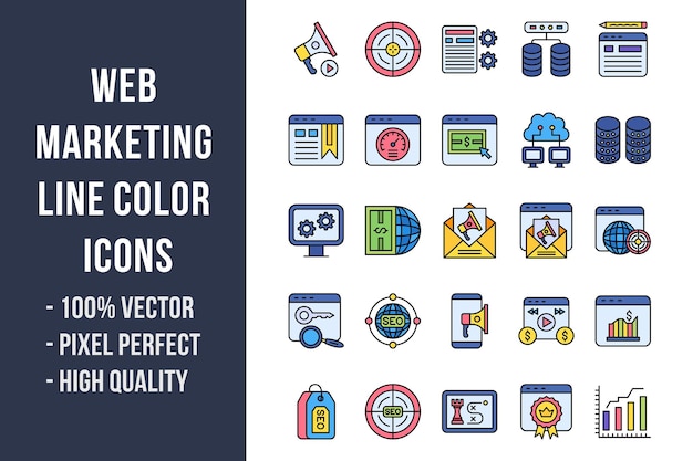 Web Marketing Line Color Icons