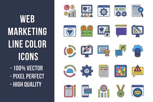 Web Marketing Line Color Icons