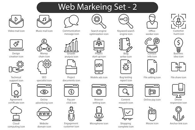 Vector web marketing set 2 line icon set