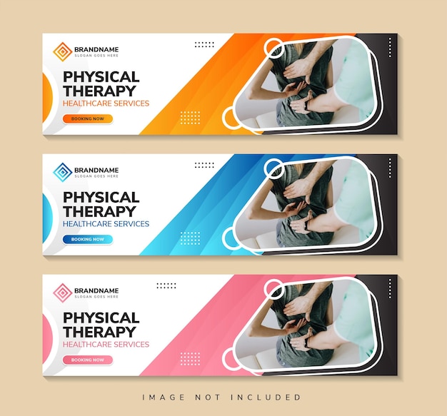 Vector web page banners template design with headline is physical therapy healthcare services