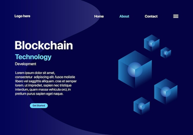 web page design for blockchain technology illustration vector