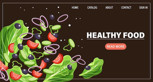 Vector web page design template for fresh vegetables natural products organic food online food delivery