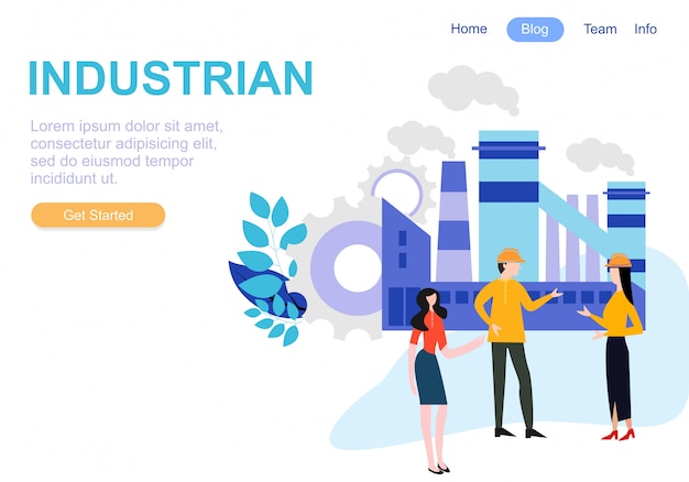 Vector web page design templates for industry teamwork