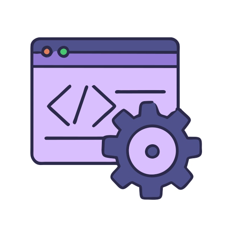 Vector web page development icon colored outline