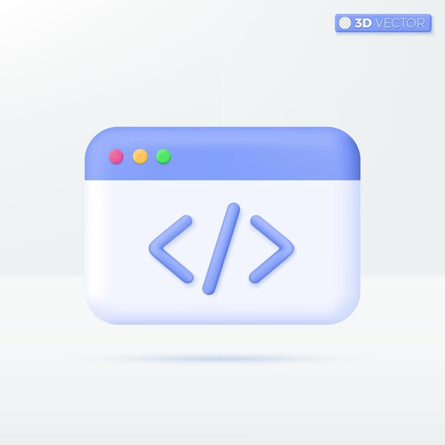 Web ページ開発アイコン シンボル コーディング言語プログラミング ソフトウェア概念 3 d ベクトル分離イラスト デザイン漫画パステル ミニマル スタイル モバイル アプリ ux ui 印刷広告に使用できます