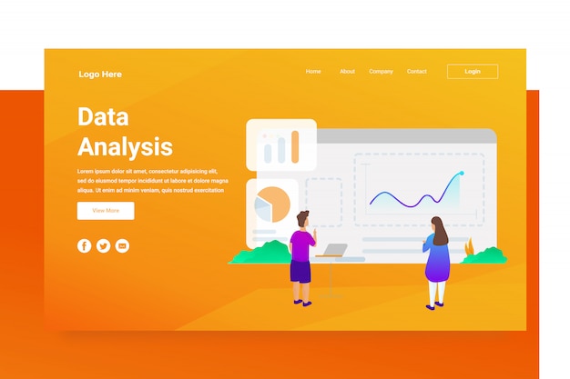 Web page header data analysis illustration concept landing page