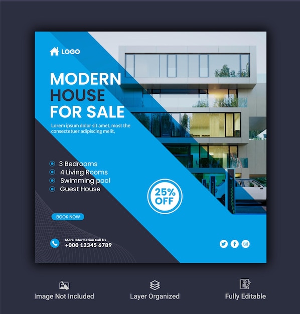 Веб-страница современного дома на продажу